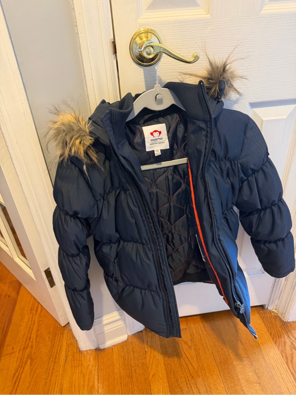 Appaman Navy Girls' Puffer Jacket with Faux-Fur Hood Trim